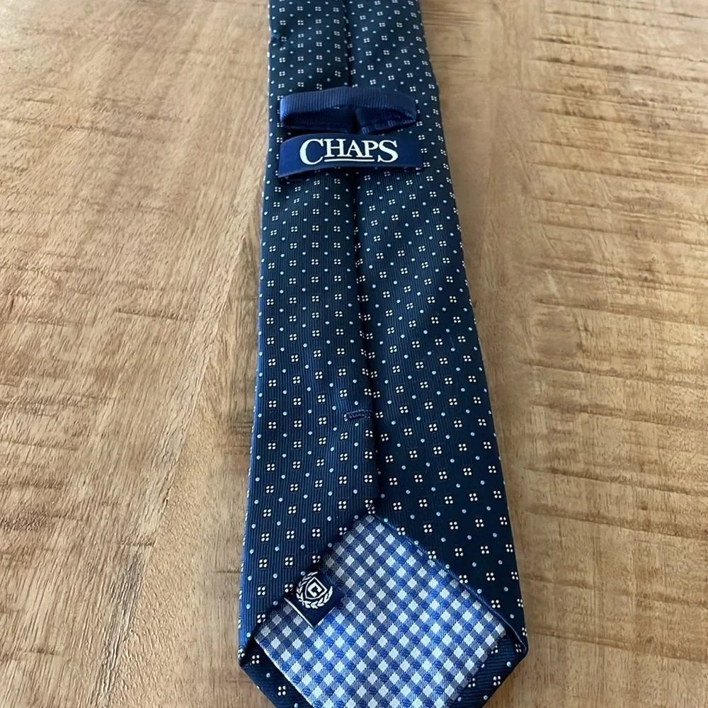 Chaps Navy Blue Micro-Geometric Woven Tie - Picture 2 of 5
